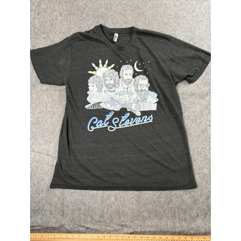 American Apparel Cat Stevens T Shirt Men XL Gray Tri-Blend Graphic Folk Rock Tee
